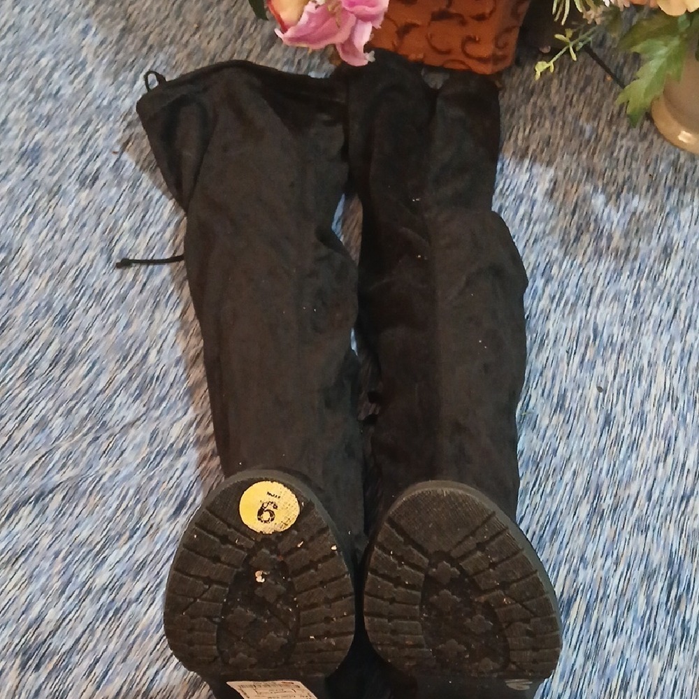 Italina Black Over the Knee Boots